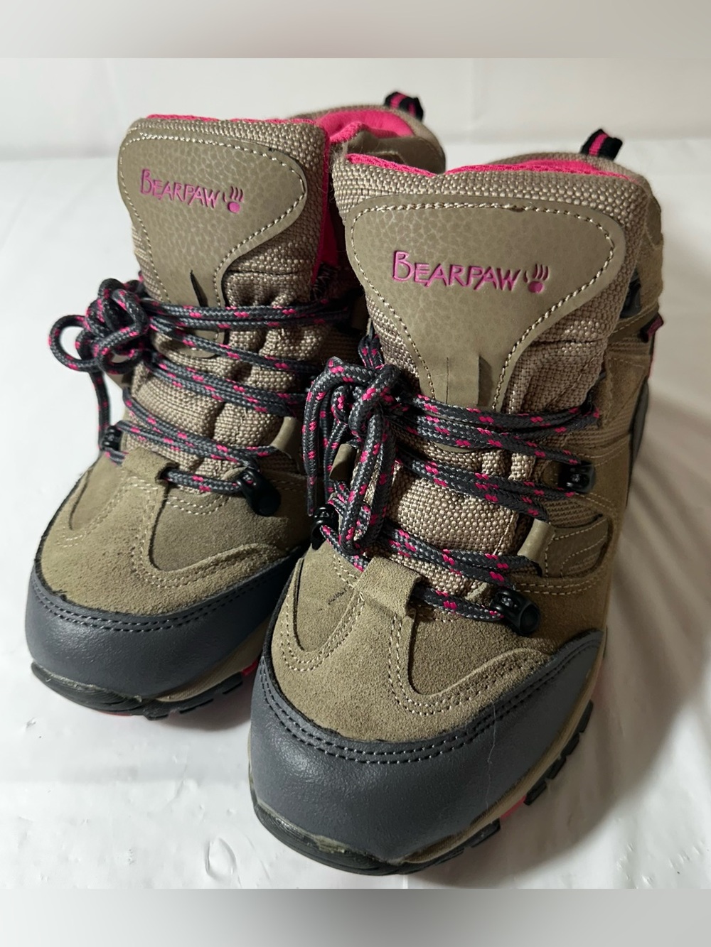 BearPaw Kids Tan and Pink Outdoor Hiking Boots